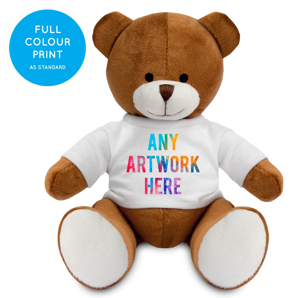 Promotional Richard Brown Teddy Bear 20cm - Printed Soft Toys - Large Soft Toy - Full Colour Print as standard
