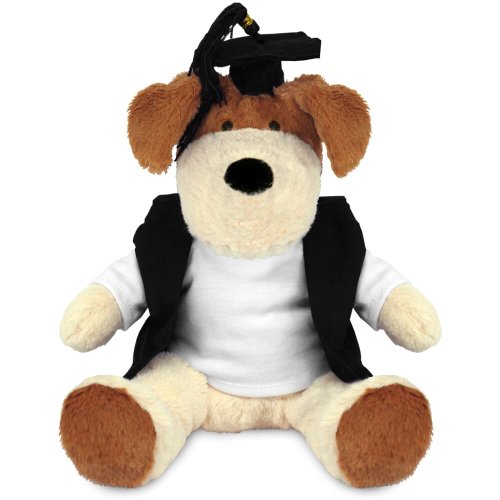 Promotional Darcy Dog Plush Toy in Blank Graduation Outfit - Branded Soft Toys - Large Teddy Bear