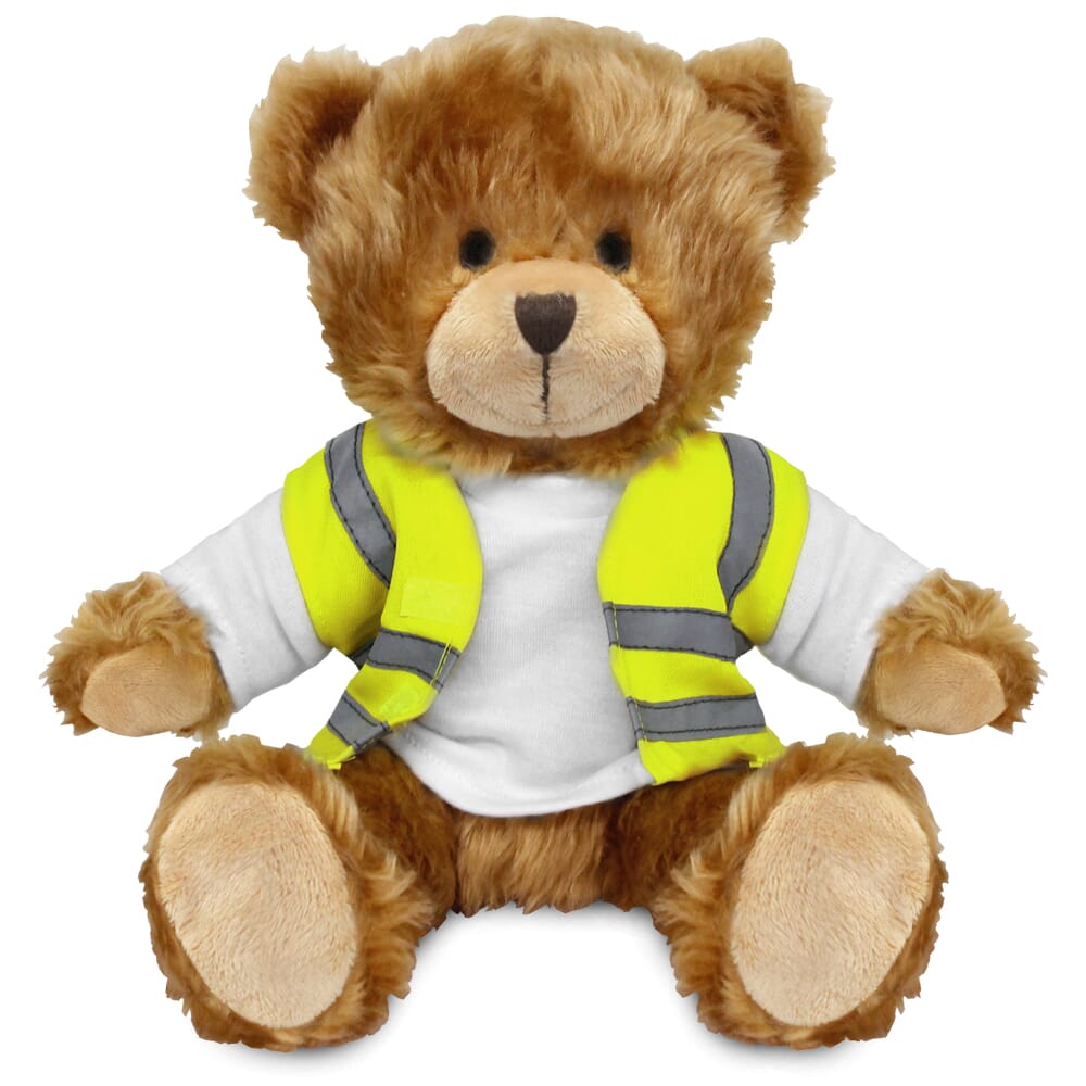 Promotional Charles Jointed Bear in Custom Hi-Vis Jacket - Blank Soft Toys - Large Teddy Bear