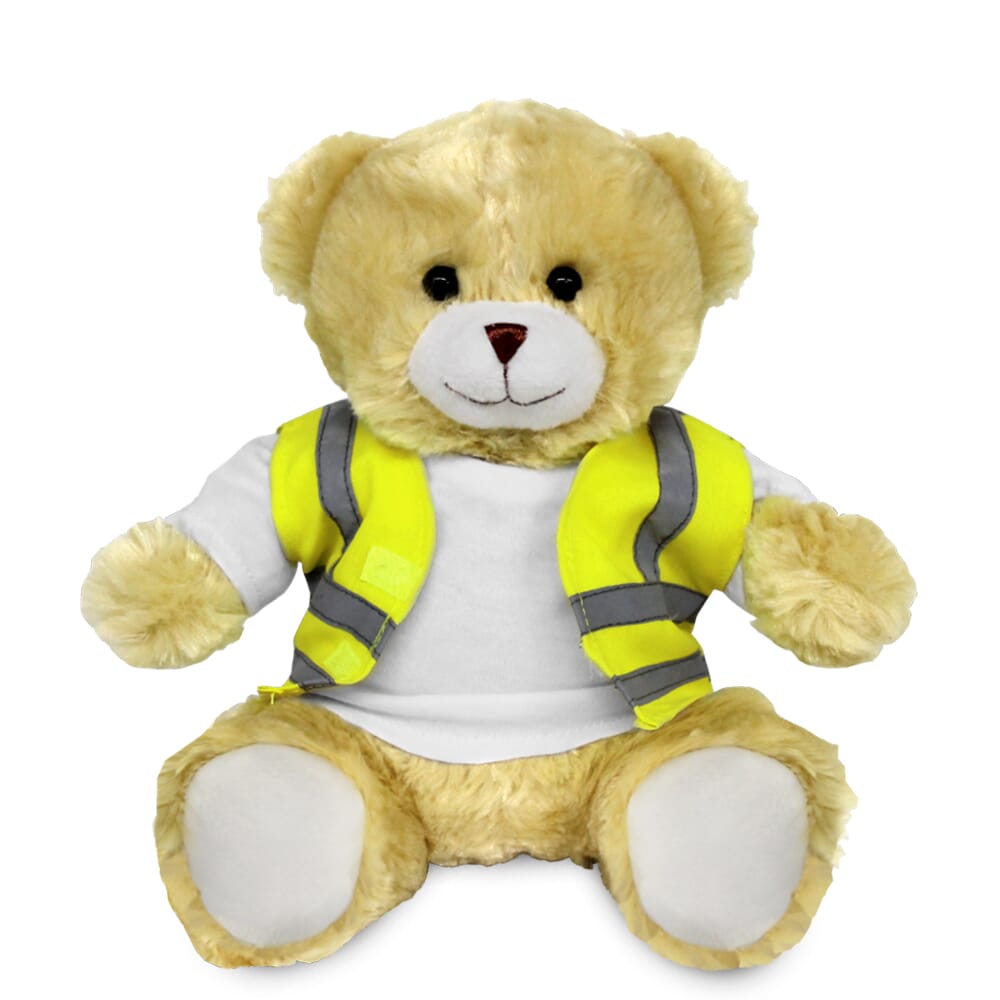 Promotional Elizabeth 20cm Light Bear in Custom Hi-Vis Jacket - Blank Soft Toys - Large Teddy Bear