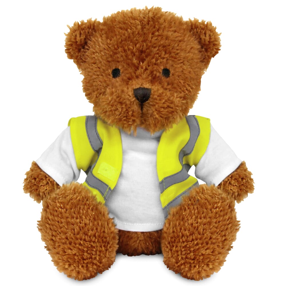Promotional James II Golden Bear in Custom Hi-Vis Jacket - Blank Soft Toys - Medium Teddy Bear