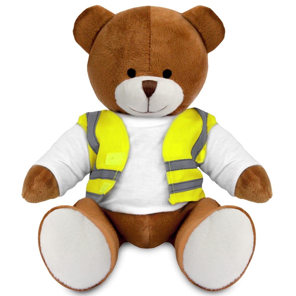 Promotional Richard Bear in Custom Hi-Vis Jacket - Blank Soft Toys - Large Teddy Bear