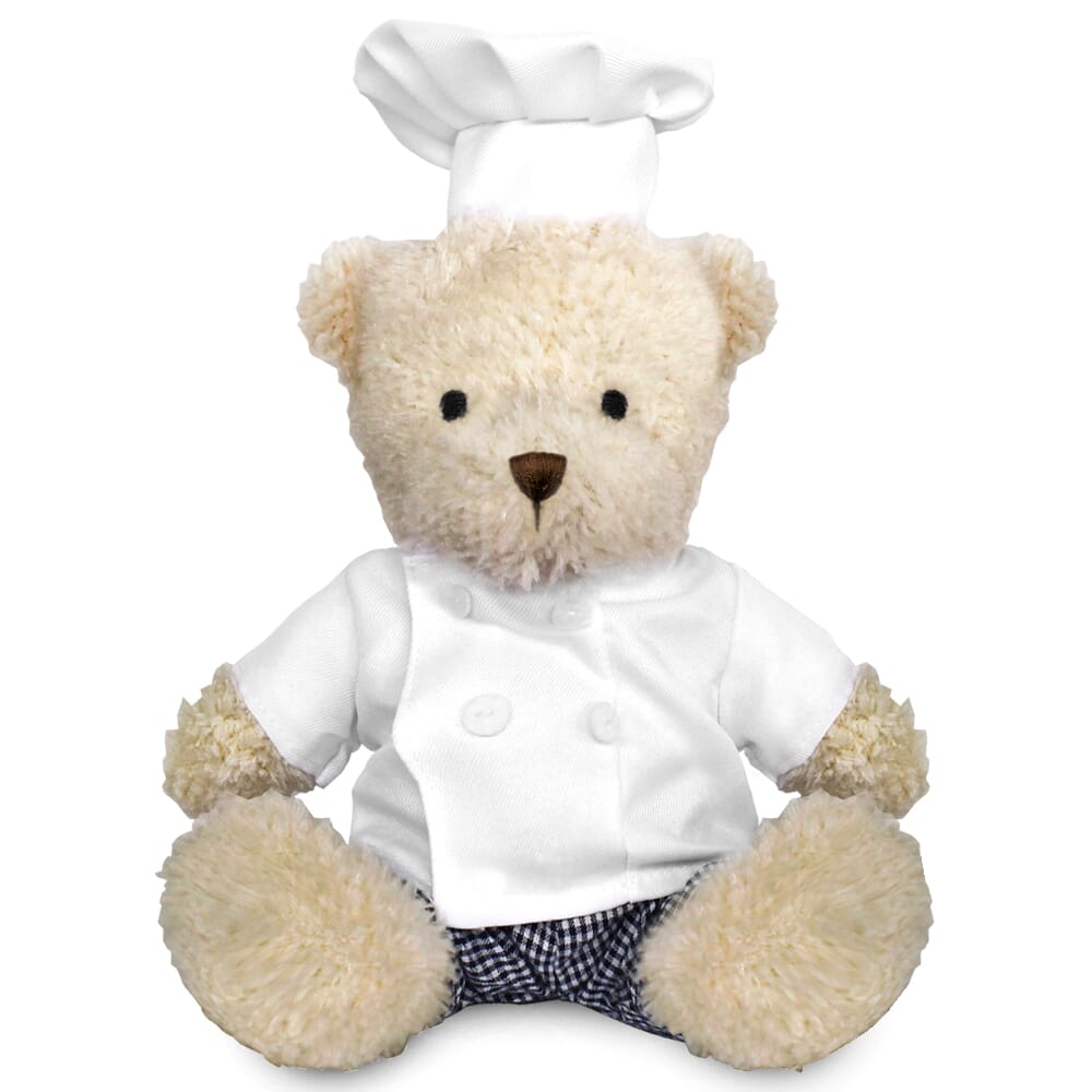 Promotional James III White Bear in Blank Chef Outfit - Branded Soft Toys - Medium Teddy Bear