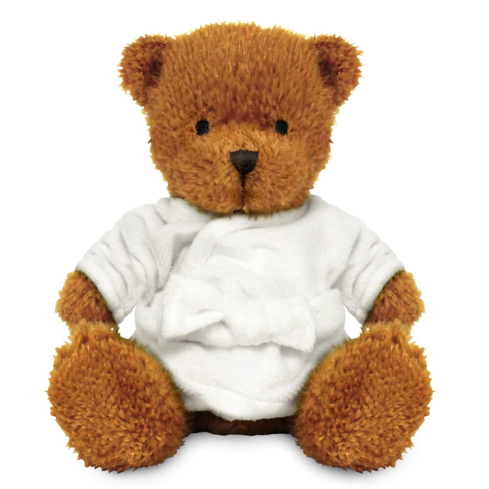 Promotional James II Golden Bear in Blank Dressing Gown - Branded Soft Toys - Medium Teddy Bear