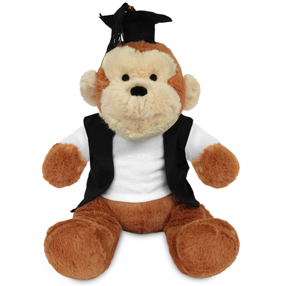 Promotional Max Monkey Plush Toy in Blank Graduation Outfit - Branded Soft Toys - Large Teddy Bear