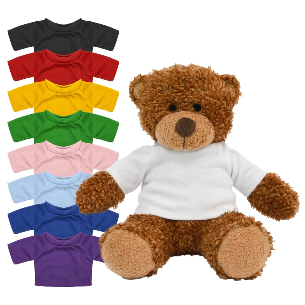 Promotional Anne Bear in Blank Coloured T-shirt - Branded Soft Toys - Medium Teddy Bear