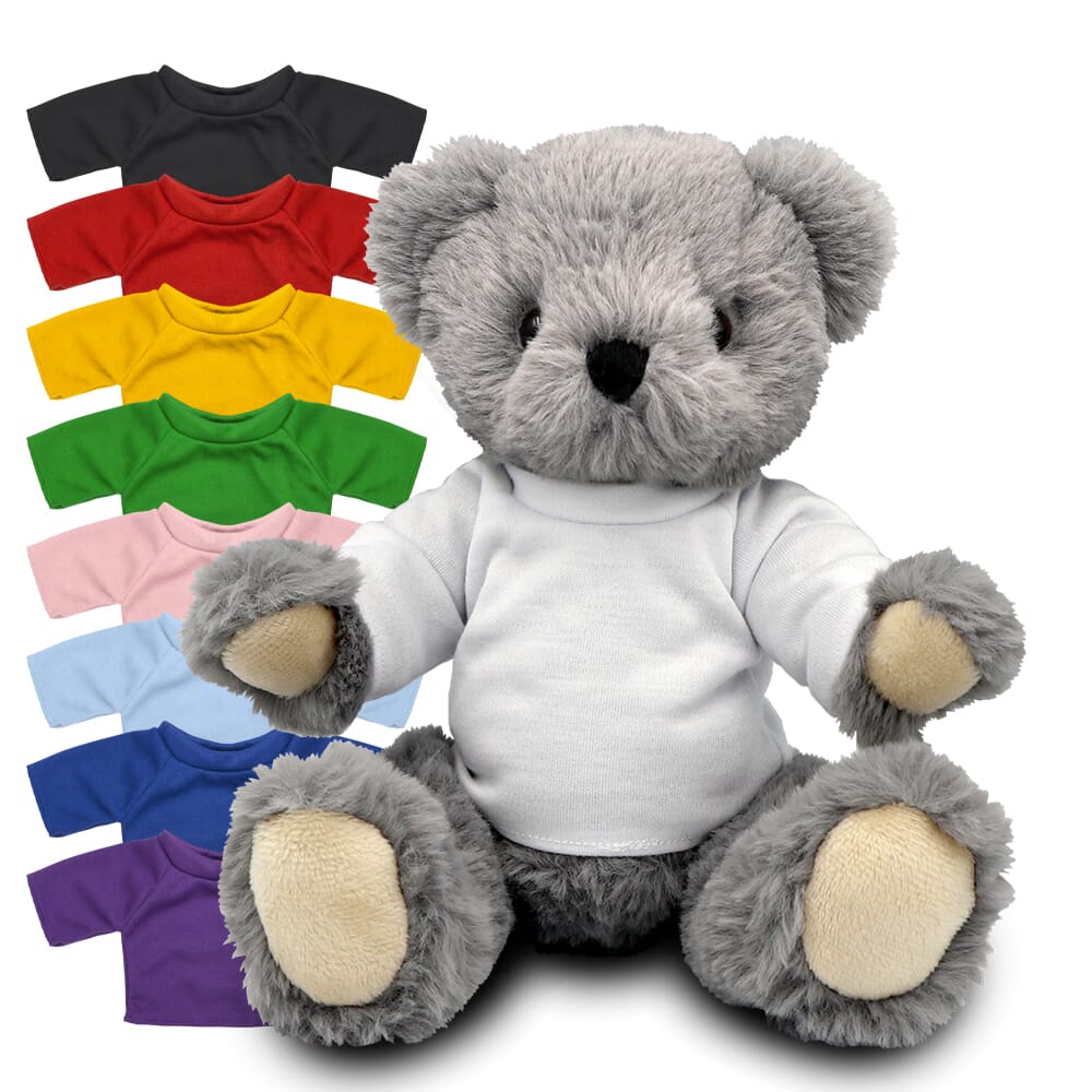 Promotional Archie Jointed Bear in Blank Coloured T-shirt - Branded Soft Toys - Large Teddy Bear