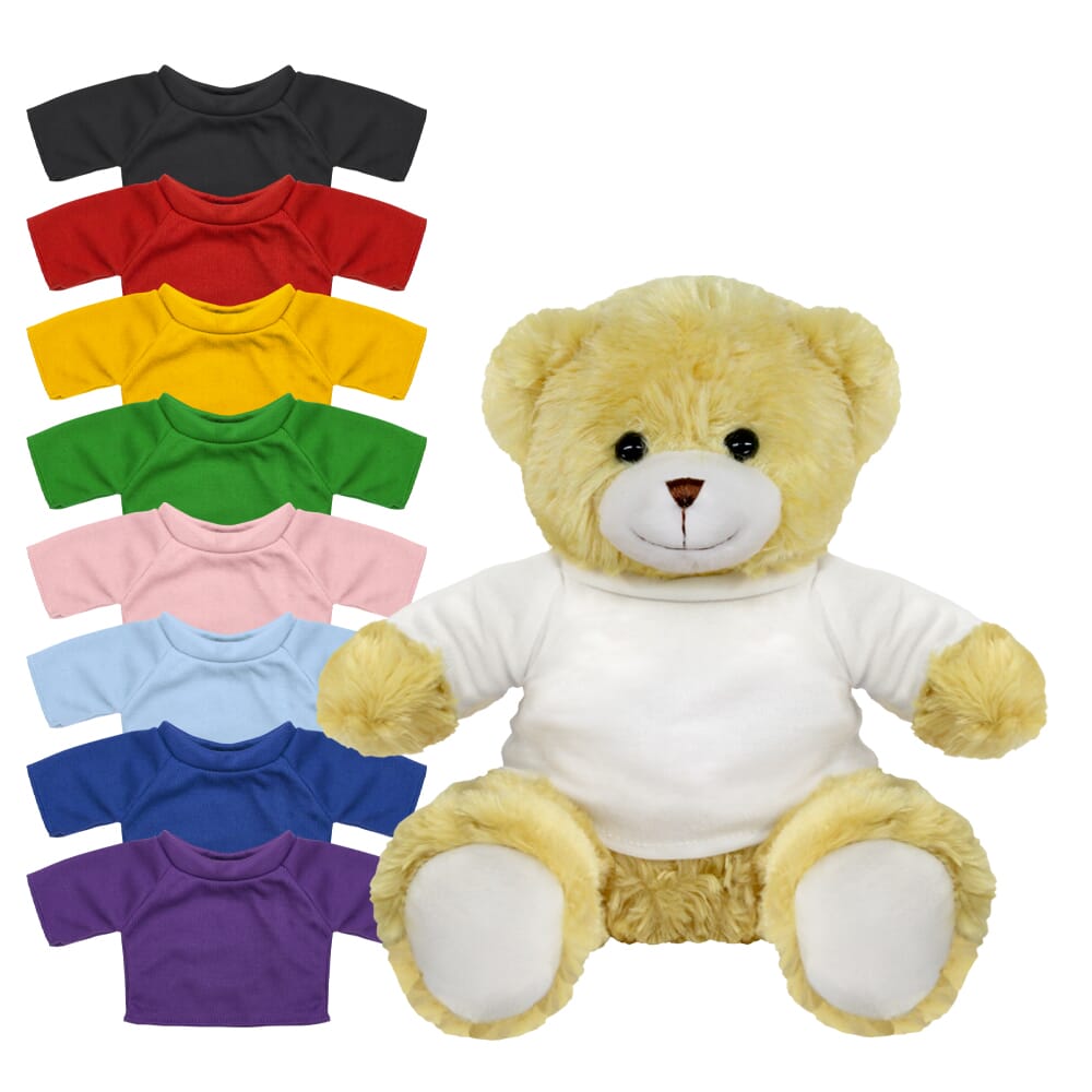 Promotional Elizabeth 20cm Bear in Blank Coloured T-shirt - Branded Soft Toys - Large Teddy Bear
