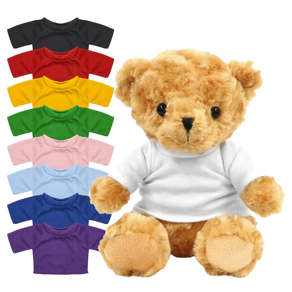 Promotional Victoria Bear in Blank Coloured T-shirt - Branded Soft Toys - Large Teddy Bear
