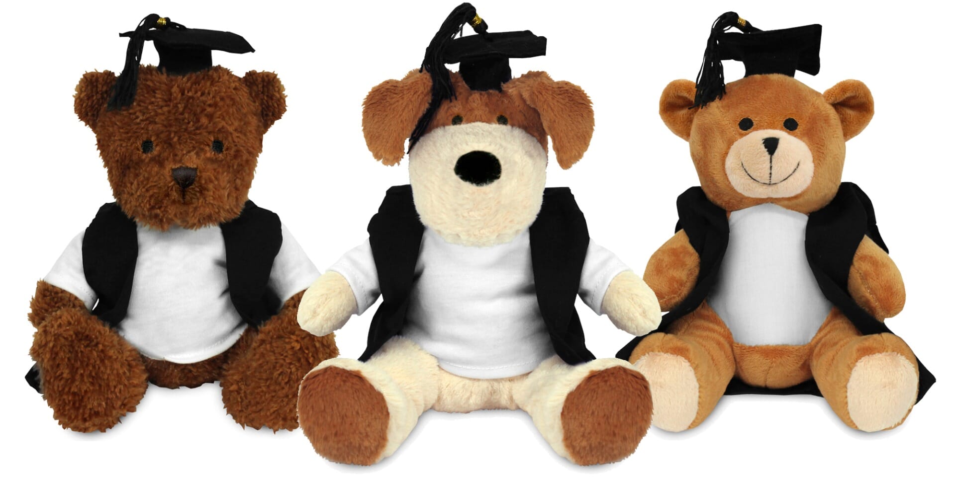 Blank Soft Toys in Graduate Outfits - Custom Plush Toys and Personalised Teddy Bears - Bears with Graduation Gowns