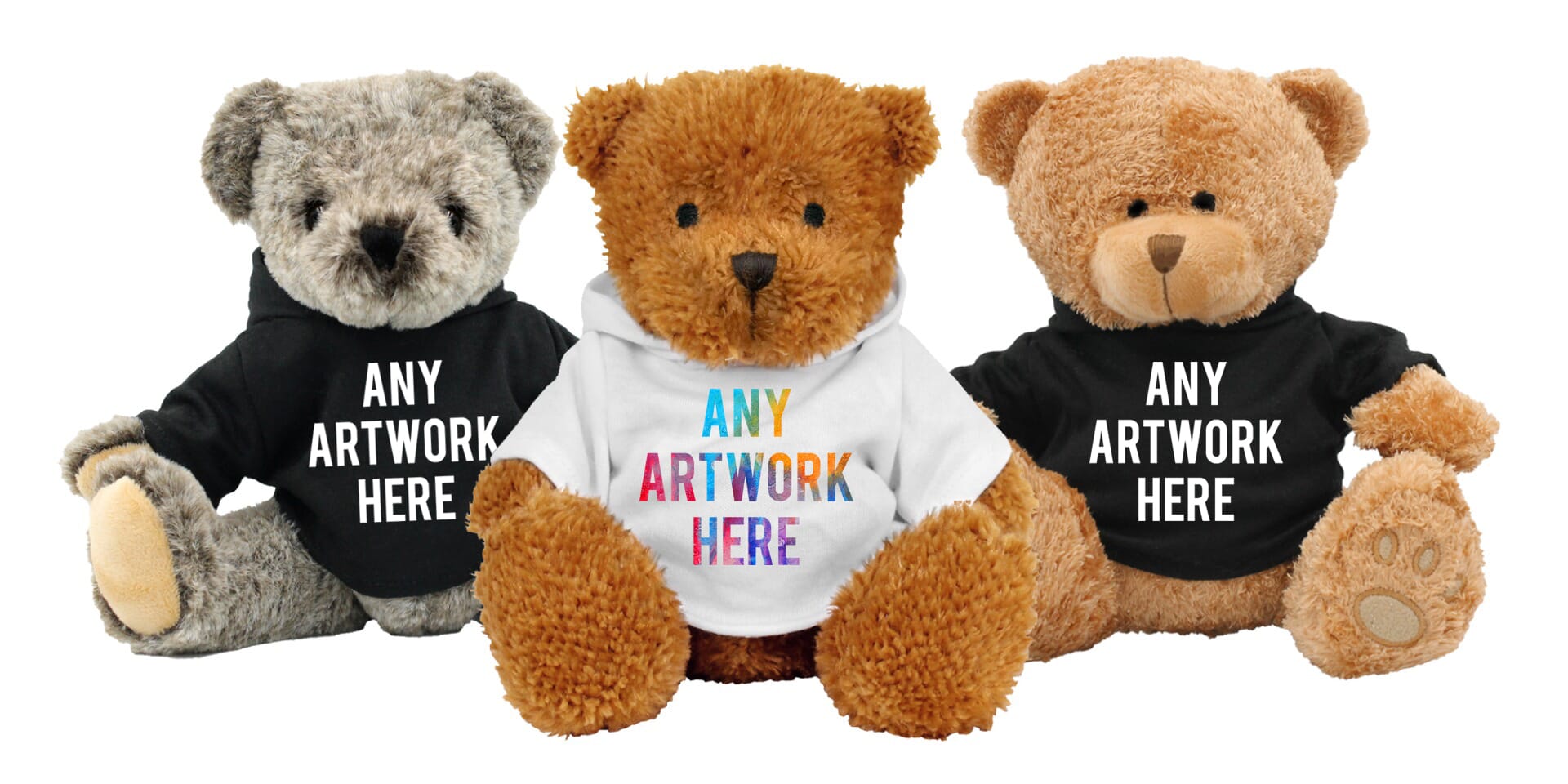 Printed Soft Toys in Bespoke Hoodies - Custom Plush Toys and Personalised Teddy Bears - Sublimation Printed