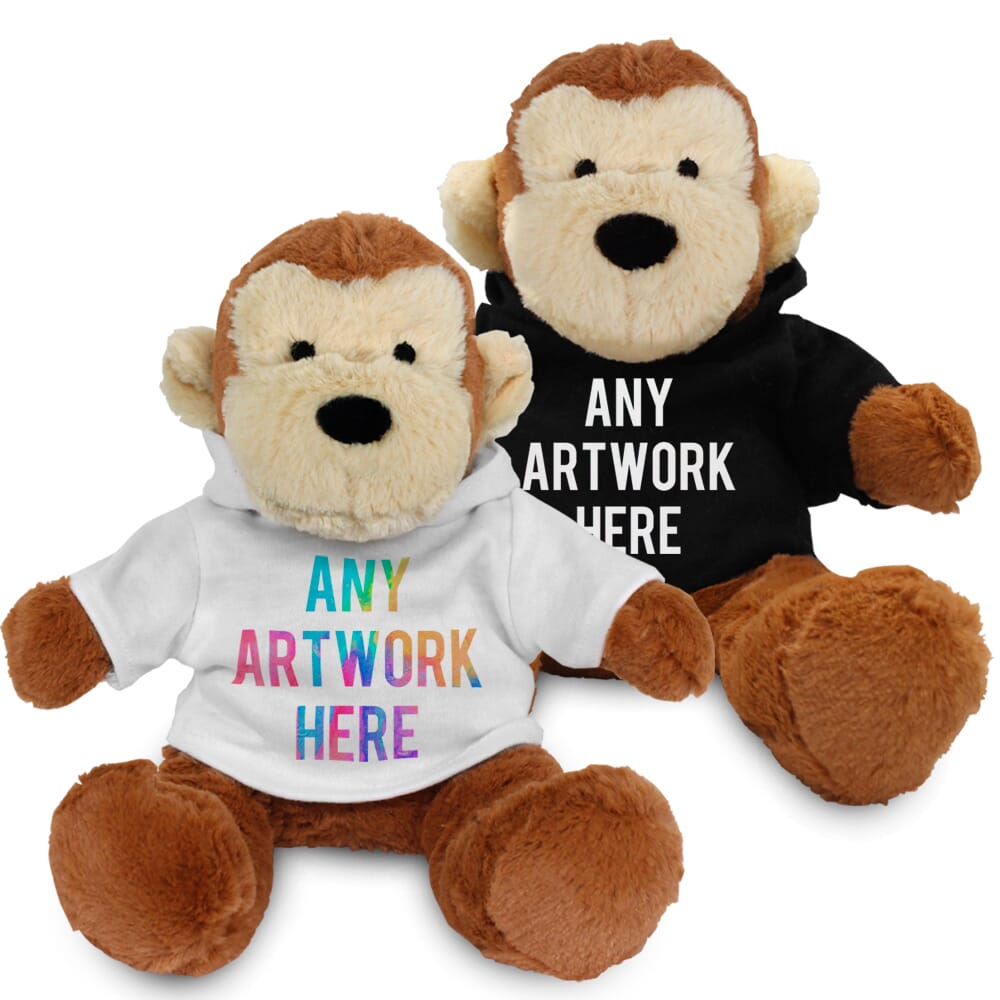 Promotional Max Monkey in Printed Hoody - Branded Soft Toys - Large Teddy Bear
