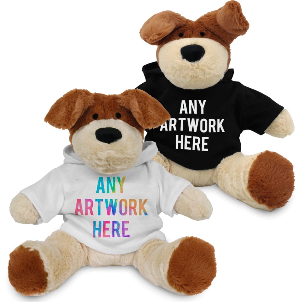Promotional Darcy Dog in Printed Hoody - Branded Soft Toys - Large Teddy Bear