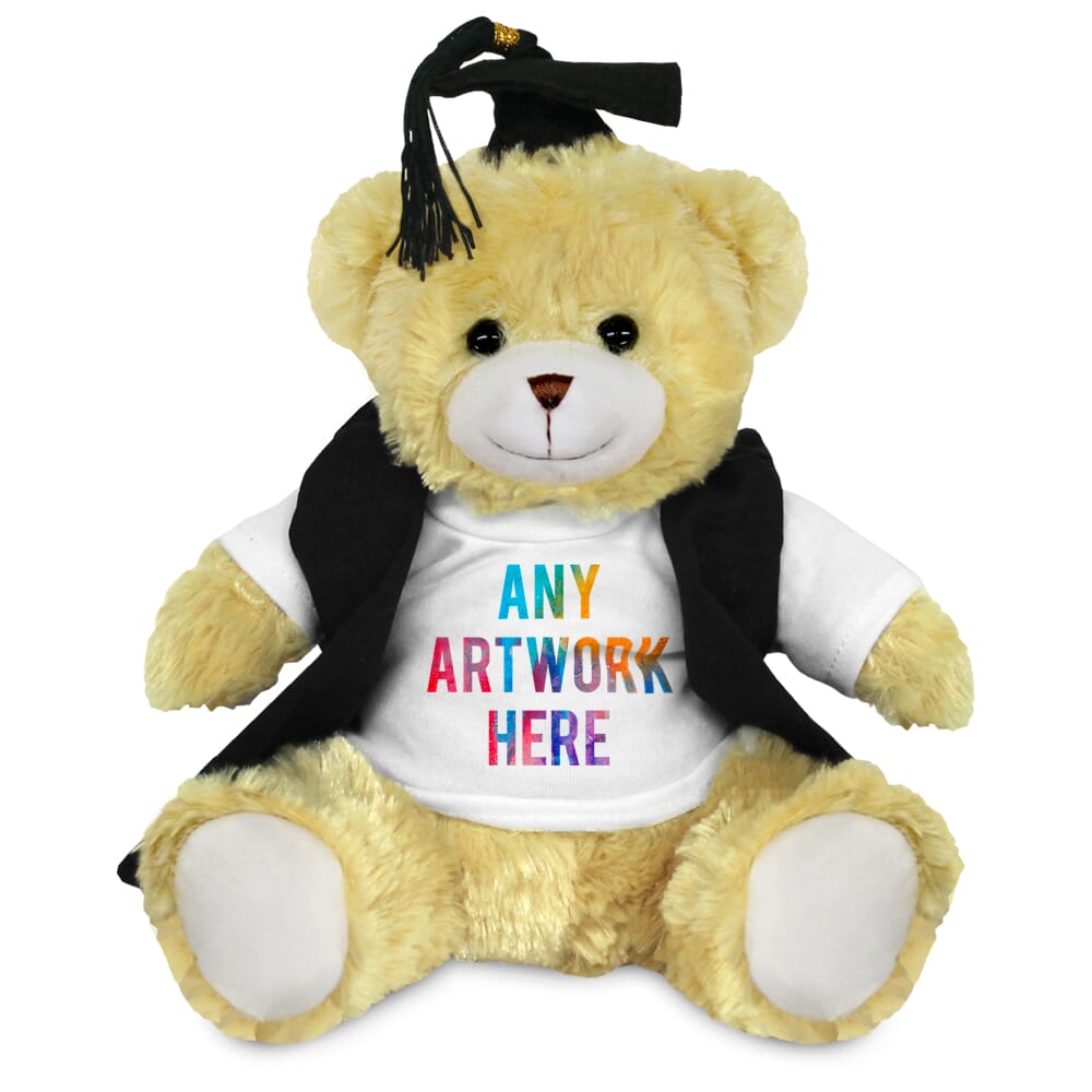 Promotional Elizabeth Bear in Printed Graduation Outfit - Branded Soft Toys - Large Teddy Bear