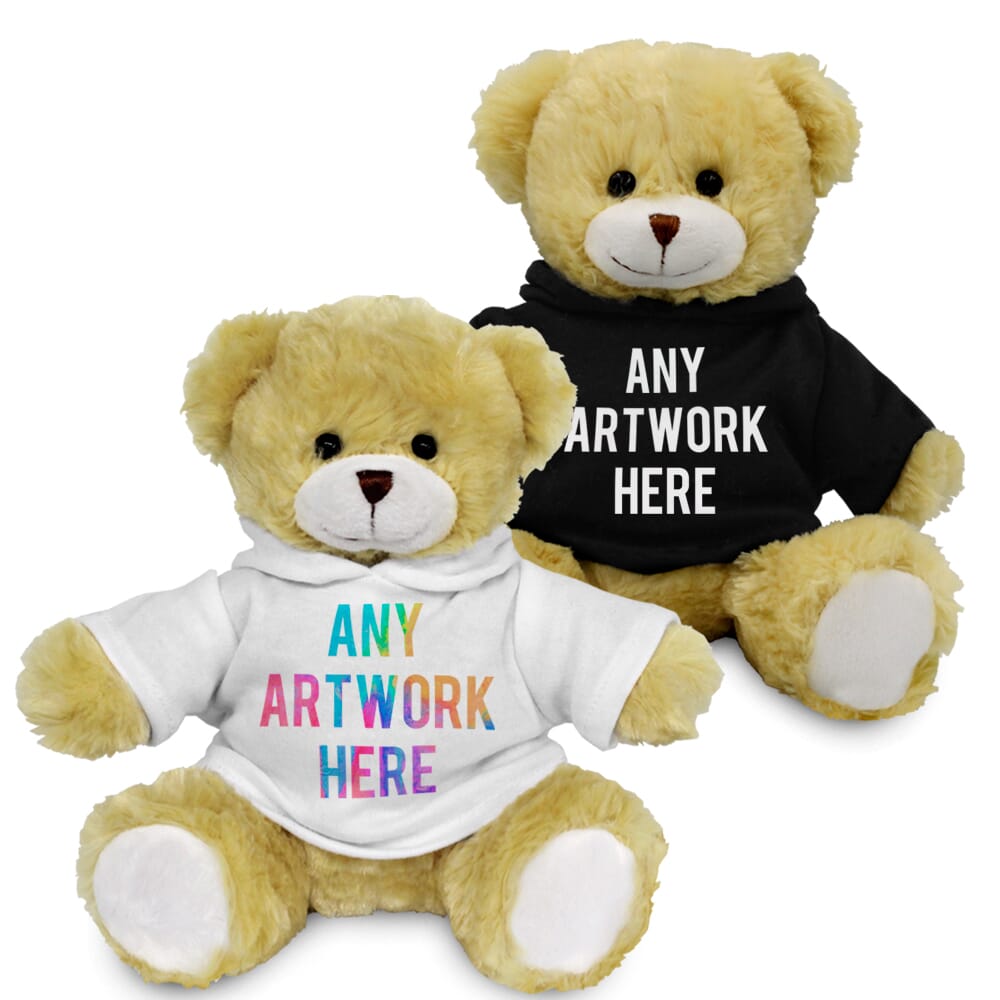 Promotional 20cm Elizabeth Bear in Printed Hoody - Branded Soft Toys - Extra Large Teddy Bear