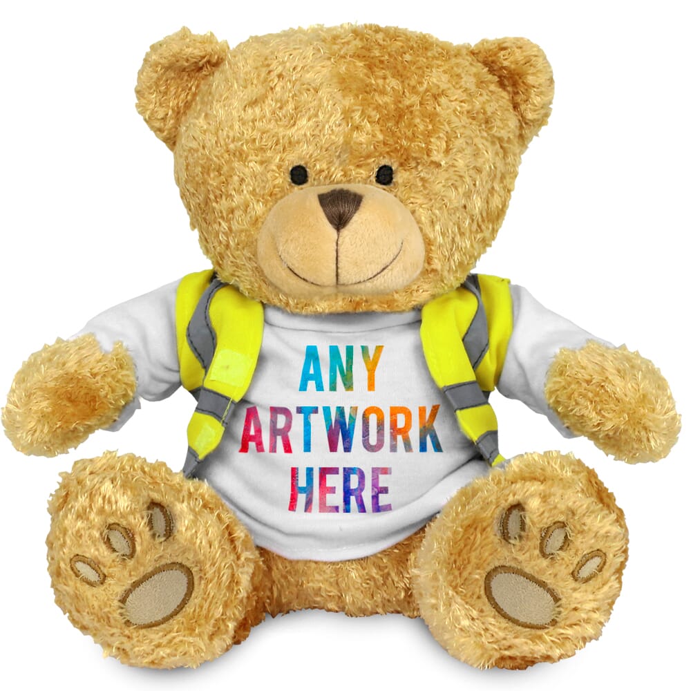 Promotional Edward II Golden Bear in Custom Hi-Vis Jacket - Printed Soft Toys - Extra Large Teddy Bear