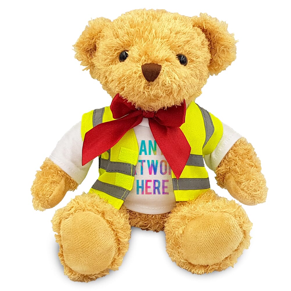 Promotional Anne Bear in Custom Hi-Vis Jacket - Printed Soft Toys - Medium Teddy Bear