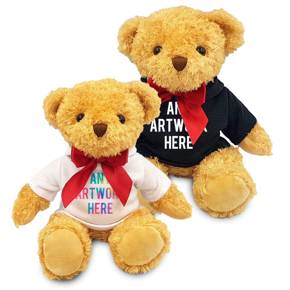 Promotional William Bear in Printed Hoody - Branded Soft Toys - Medium Teddy Bear