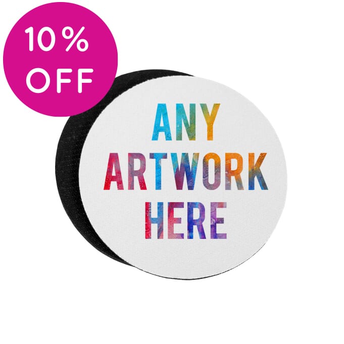 Printed Coasters with rubber base - Branded Fabric Coasters - Circular Coasters